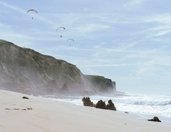 Scenic view of beach against sky