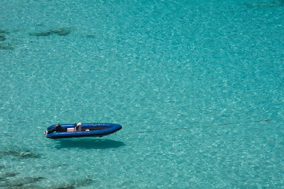 High angle view of boat in swimming pool