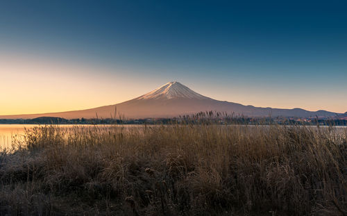 Scenic view of mountains against clear sky