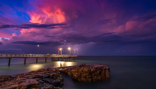 Scenic view of sea against sky at sunset