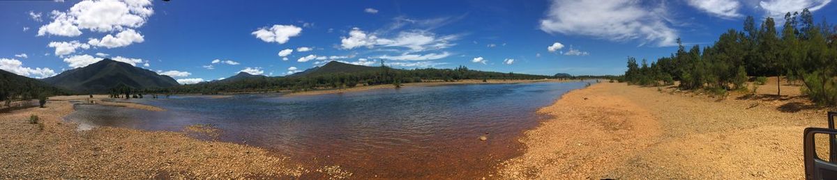 Panoramic view of lake against sky