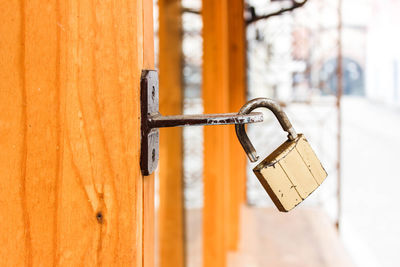 Close-up of padlock on chain