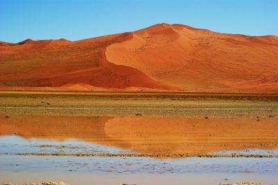 Scenic view of desert against clear sky