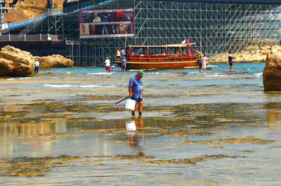 Man working in sea