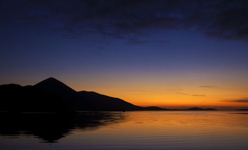 Scenic view of sea against sky at sunset