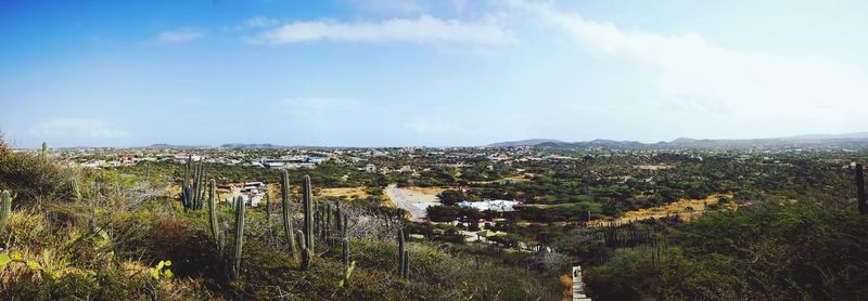 High angle view of townscape against sky
