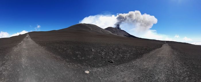 Panoramic view of arid landscape against sky