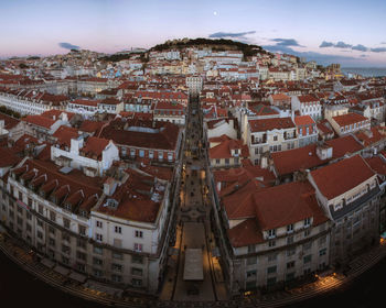 High angle view of buildings in city