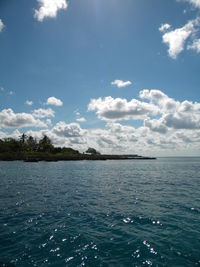 Scenic view of sea against cloudy sky