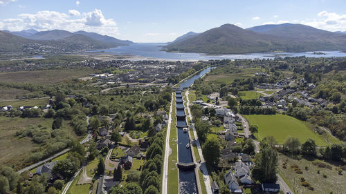 High angle view of landscape against sky