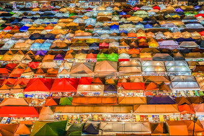 High angle view of people at market stall