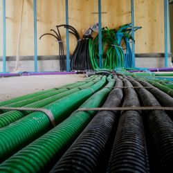 Full frame shot of metallic structure in rack
