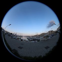 View of cityscape against clear sky