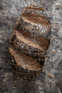 High angle view of bread on table