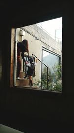 View of building through window