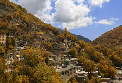 Scenic view of mountains against cloudy sky