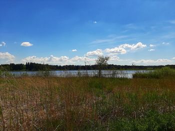 Scenic view of lake against sky