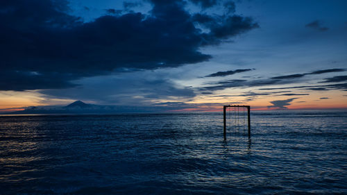 Scenic view of sea against sky at sunset