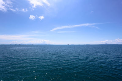 Scenic view of sea against blue sky