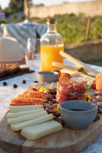 Close-up of breakfast on table