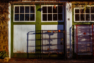 Closed door of building