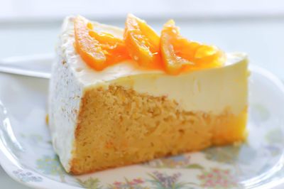 Close-up of cake slice in plate