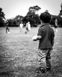 Rear view of boy