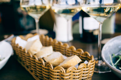 Close-up of beer in glass on table