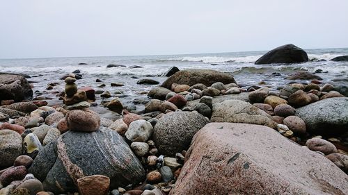 Scenic view of sea against clear sky