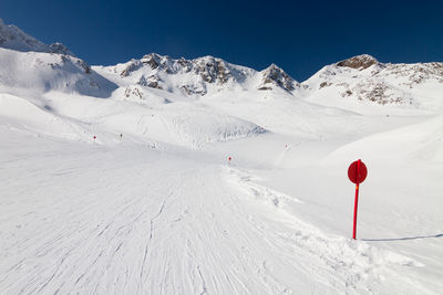 Scenic view of winter landscape and ski slope in austria