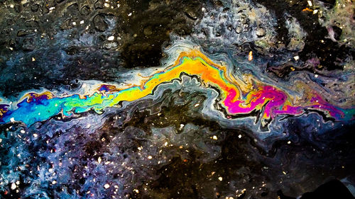 Close-up of multi colored water