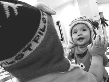 Portrait of smiling boy at home