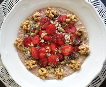 High angle view of breakfast served in plate