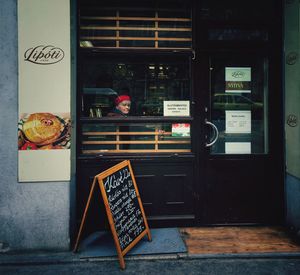 Information sign on table in restaurant