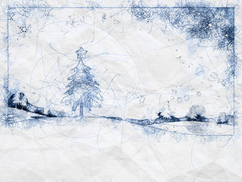 Scenic view of blue water on paper