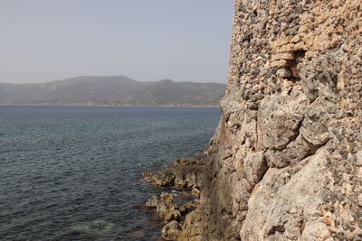 Scenic view of sea against clear sky