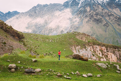 People walking on mountain