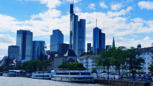 City skyline with river in background