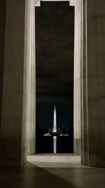 Airplane window on airport building