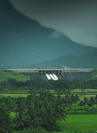 Scenic view of dam against sky