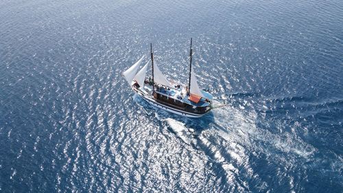 Boat sailing on sea