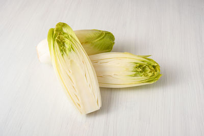 High angle view of vegetables on table