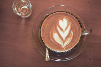 High angle view of coffee on table