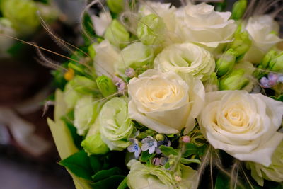 Close-up of white rose bouquet