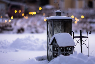 Lantern on snow