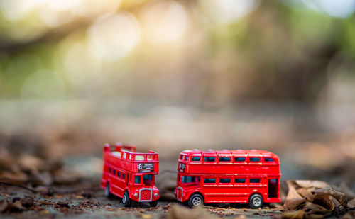 Close-up of toy car