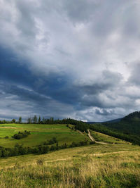 Scenic view of field against sky