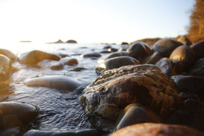 Close-up of rocks on beach