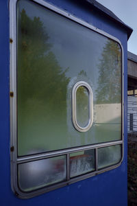 Close-up of train window