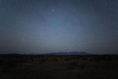 Scenic desert night under the stars and milky way in big bend national park, texas